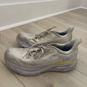 Hoka One Women's Shoes in Cream and Yellow